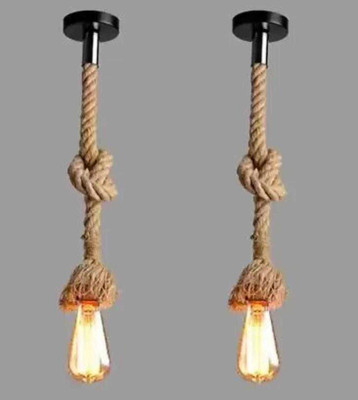 spark world GUPTAS Vintage Ceiling Rope Hanging LED Bulb (Beige) PACK OF 2 Pendants Ceiling Lamp(Beige)