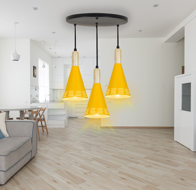 GAUVIK GAU- 032 YELLOW CONE THALI Pendant Lamp Ceiling Lamp(Yellow)