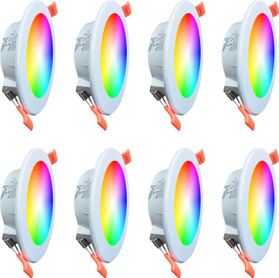 MVL Maxa 10-Watts 7-in-1 Multicolor Round Led Conceal Down Light Pack of 8 Ceiling Light Ceiling Lamp(Multicolor)