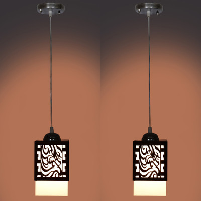 Kiyan traders UNNATI Handcrafted Wooden Hanging Lamp with Timeless Design for Ambient Lighting Ceiling Light Ceiling Lamp(Black)