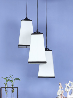 Devansh Devansh Multicolor Cotton Pyramid Drum Cluster Hanging Lamp Pendant Lamp Ceiling Lamp(White)