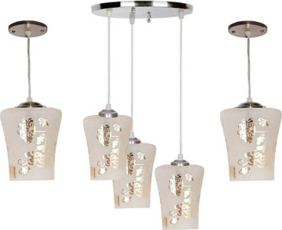 VAGalleryKing Multicolor Glass Decorative 3Lite Ceiling Lamp With 2 Hanging Light Combo Pack Pendant Lamp Ceiling Lamp(Clear)