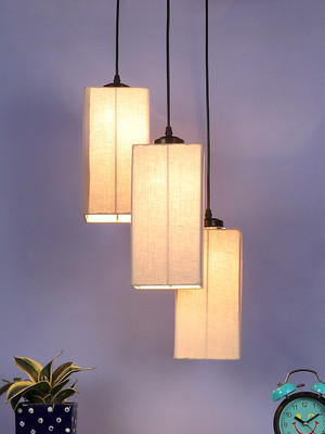 Devansh Devansh Grey Cotton Square Cluster Hanging Lamp Pendant Lamp Ceiling Lamp(Grey)