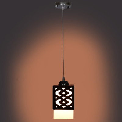 Kiyan traders UNNATI Handcrafted Wooden Hanging Lamp with Timeless Design for Ambient Lighting Ceiling Light Ceiling Lamp(Black)