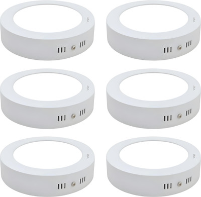 MVL MVL 9 Watts LED Round White Surface Down Light, Pack of 6 Ceiling Light Ceiling Lamp(White)