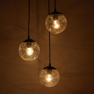 Ionic Glass 3 Clear Globe Pendant Lights Pendant Lighting Fixture Hanging Lamp Chandelier Ceiling Lamp(Clear)