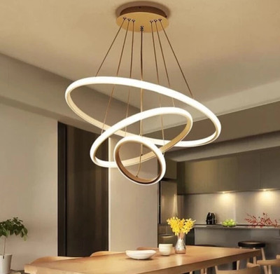 Yavik Modern 3 Ring LED High quality chandeliers light hanging pandent jhumar Chandelier Ceiling Lamp(Gold)