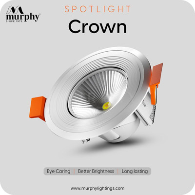 MURPHY 3W Crown LED Spot Deep Junction Box Down Light (Pack of 10, Cool White) Recessed Ceiling Light Ceiling Lamp(White)