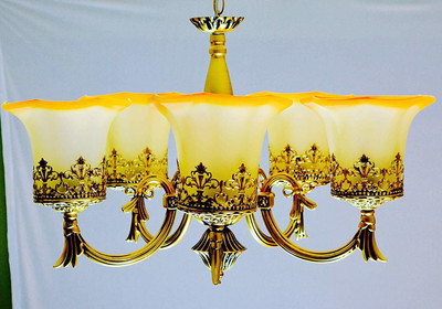 VAGalleryKing Function Decorative Jhumar 5/Light Multicolor Glass Chandelier Chandelier Ceiling Lamp(Multicolor)