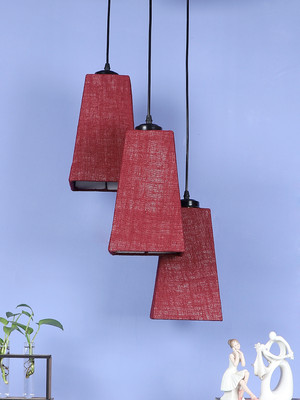Devansh Devansh Maroon Jute Pyramid Cluster Hanging Lamp Pendant Lamp Ceiling Lamp(Maroon)