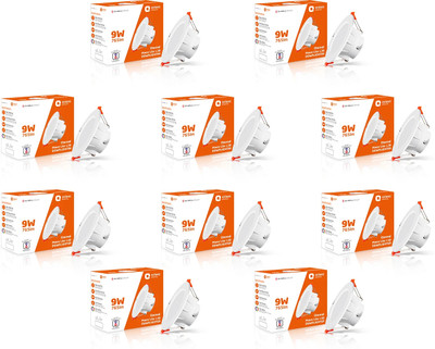 Orient Electric Eternal Moonlite 9W Downlighter - Warm White, Pack of 10 Downlighter Ceiling Light Ceiling Lamp(White)