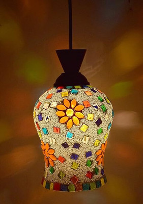 Baslash Handcrafted mosaic decorated glass hanging light Pendants Ceiling Lamp Chandelier Ceiling Lamp(Multicolor)