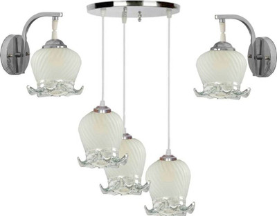 VAGalleryKing Matching Glass Decorative Home Ceiling Light Combo Pack (Wall Light With Ceiling Lamp) Pendant Lamp Ceiling Lamp(White)