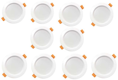MVL 5 Watt Decorative LED Round Ceiling Light, Pack Of 10 Ceiling Light Ceiling Lamp(White)