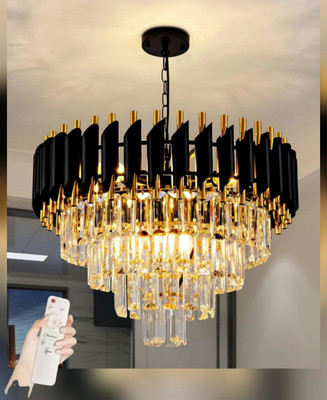 KAYUV Bluetooth Chandelier Speaker 500mm black Multicolor Moving Crystal with Remote Chandelier Ceiling Lamp(Black, Gold)