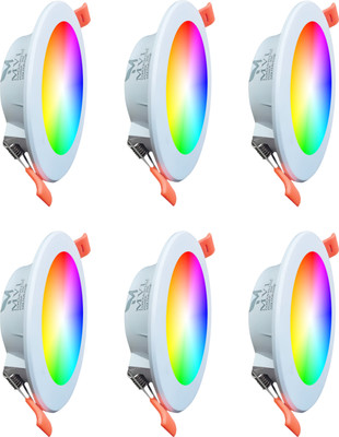 MVL Maxa 10-Watts 7-in-1 Round Led Conceal Down Pack of 6 Ceiling Light Ceiling Lamp(Multicolor)