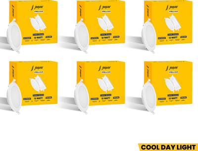 Jaquar Strella Slim 12W Round Recess Down Light - Cool White (Pack of 6) Ceiling Light Ceiling Lamp(White)