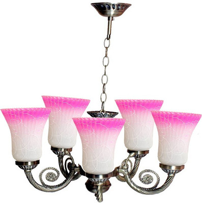 VAGalleryKing Decorative Color Full Glass New Design Jhumar Flush Mount Chandelier Ceiling Light Chandelier Ceiling Lamp(Pink)