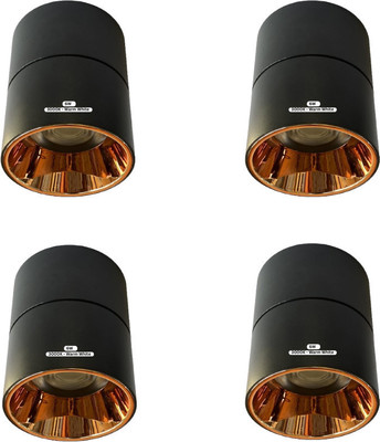 TB Technobeam 6 Watts Warm White 3000k Surface Cylindrical Light Rose Reflector -Pack4 Chandelier Ceiling Lamp(Yellow)