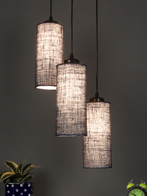 Devansh Devansh Blue Jute Cylindrical Cluster Hanging Lamp Pendant Lamp Ceiling Lamp(Blue)