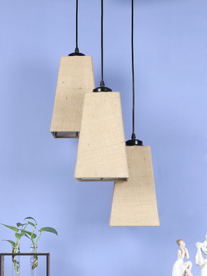 Devansh Devansh Beige Jute Pyramid Cluster Hanging Lamp Pendant Lamp Ceiling Lamp(Beige)