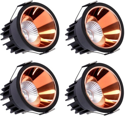 Hybrix LED 12 Watt Optical COB deep Spot down Light, Rose Gold Chrome, NATURAL WHITE, 4 Recessed Ceiling Light Ceiling Lamp(Black)