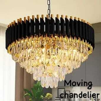 SAVORADE 600mm BG Moving Remote Control Chandelier@a10 Chandelier Ceiling Lamp(Black, Gold)