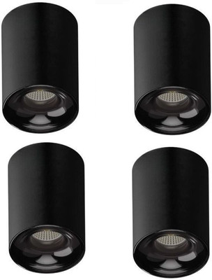 ALTRALIGHTS 12W Natural White (4000K) Light Shade Set of 4 Metal Cylinder Recessed Ceiling Lamp(Black)