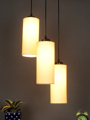 Devansh Devansh off-white Cotton Cylindrical Cluster Hanging Lamp Pendant Lamp Ceiling Lamp(White)