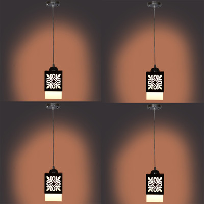 Gojeeva Wooden Hanging Lamp Without Bulb(PACK OF 4) Pendant Lamp Ceiling Lamp(Brown)