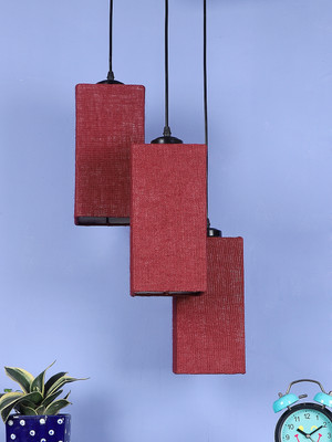 Devansh Devansh Maroon Jute Square Cluster Hanging Lamp Pendant Lamp Ceiling Lamp(Maroon)