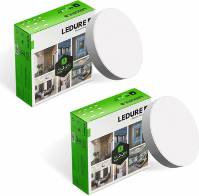 Ledure Moon plus Round 6W Surface Downlight | Mount Light Cool White Packof 2 Surface Ceiling Light Ceiling Lamp(White)