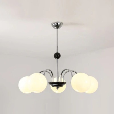 Svah 5-Light Chrom Chandelier, Globe Hanging jhumar (Bulb Not Included) Chandelier Ceiling Lamp(White)