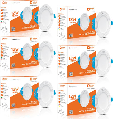 Orient Electric Moonlite Recess 12W Downlighter - Warm White, Pack of 6 Downlighter Ceiling Light Ceiling Lamp(White)
