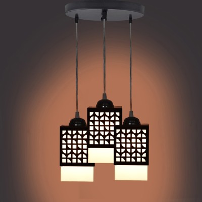 Somil Wood Pendant Hanging Ceiling Lamp Light Of 3 Shade For Indoor Lighting In Home Pendants Ceiling Lamp(Black, White)
