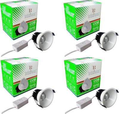 TB Technobeam LED Delta 12 Watt Warm White 3000K Round COB Light /Recessed Surface-Pack 4 Ceiling Light Ceiling Lamp(Yellow)