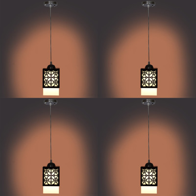 Gojeeva Wooden Hanging Lamp Without Bulb(PACK OF 4) Pendant Lamp Ceiling Lamp(Brown)