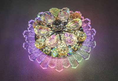 Adwait Rotating Crystal Flower_T Chandelier Ceiling Lamp(Multicolor)