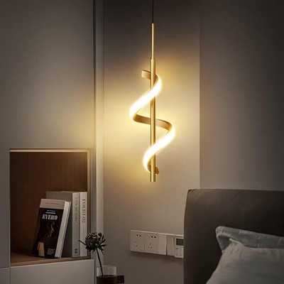 PRALINZ Luxery Led Pendant Light Acrylic Wave Island Ceiling Lights (Gold) - Warm White Pendants Ceiling Lamp(Gold)