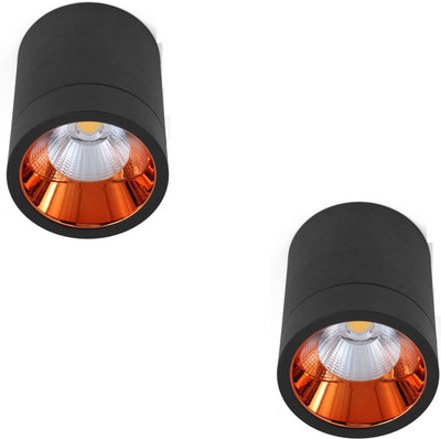 Tryka 12 Watts Black Body Rose Gold LED Round Surface Light Cylindrical shape (2). Surface Ceiling Light Ceiling Lamp(Black)