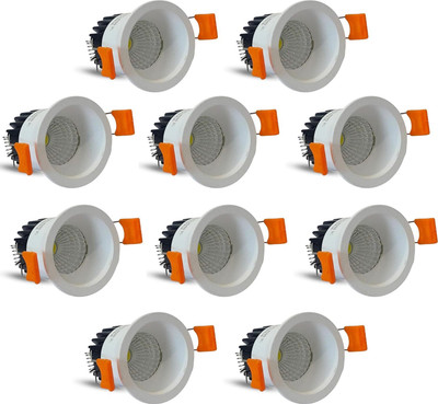 D'Mak D'Mak 7W White Body LED Deep COB Light Warm White 10 Ceiling Light Ceiling Lamp(Yellow)