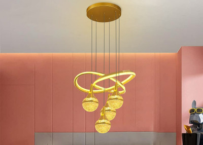 GAUVIK Modern Curvy 5 Different Color Mode Changing Energy Saving Led Chandelier Ceiling Lamp(Gold)