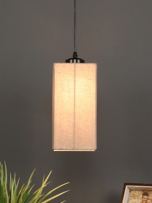 Devansh Grey Cotton Square Hanging Lamp For Home, Office And Living Area Pendants Ceiling Lamp(Grey)