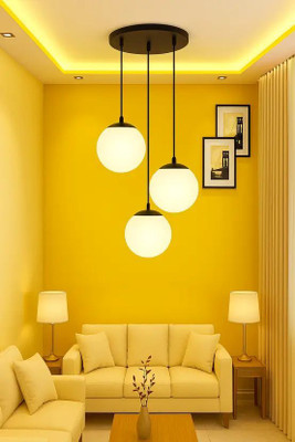 Atomium Atomium White & Black Spherical Shaped Glass Chandelier Pendant Ceiling Lamp Ceiling Light Ceiling Lamp(White)