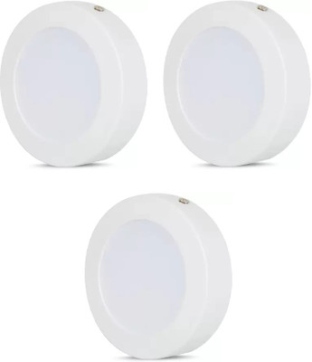 Nightstar 6w White Round Surface Down Light Pack of 3 Recessed Ceiling Light Ceiling Lamp(White)