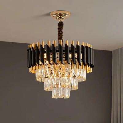 Aamivi Modern Impoted Black-Gold K9 S4 Crystal Hanging Light Chandelier Ceiling Lamp(Gold)