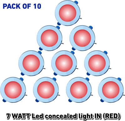 AP Source 7 Watt Led concealed light in (RED) PACK OF 10 Ceiling Light Ceiling Lamp(Red)