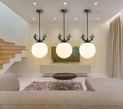 GAUVIK GAU -DEER DOOM MILKY GLASS HL, PACK OF 3 Pendant Lamp Ceiling Lamp(Black, White)