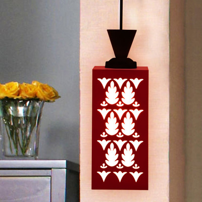 shyam enterprises UNNATI Handcrafted Wooden Hanging Lamp with Timeless Design for Ambient Lighting Ceiling Light Ceiling Lamp(Red)