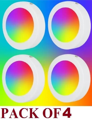 Brightstar LED 10WATT Pack of 4 Round Surface Down Light Panel Light Recessed Ceiling Light Ceiling Lamp(Red, Blue, Pink)